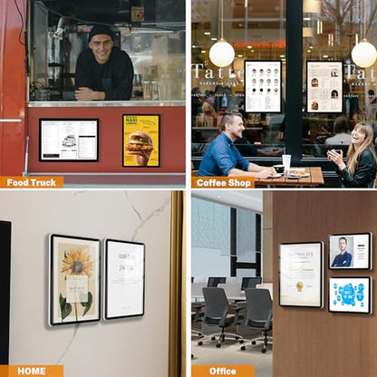 8.5X11 Floating Wall Sign Holder, Self-Adhesive Horizontal and Vertical - color: Black