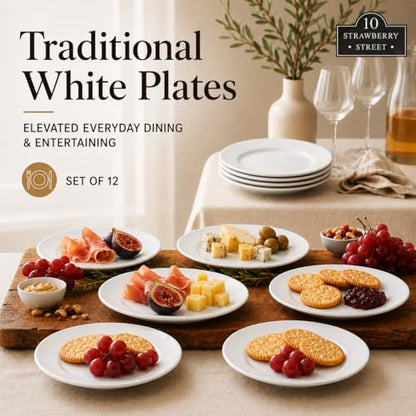 10 Strawberry Street 6" Catering Round Appetizer Plate, Set of 12,White - size: 6" Appetizer, style: Round