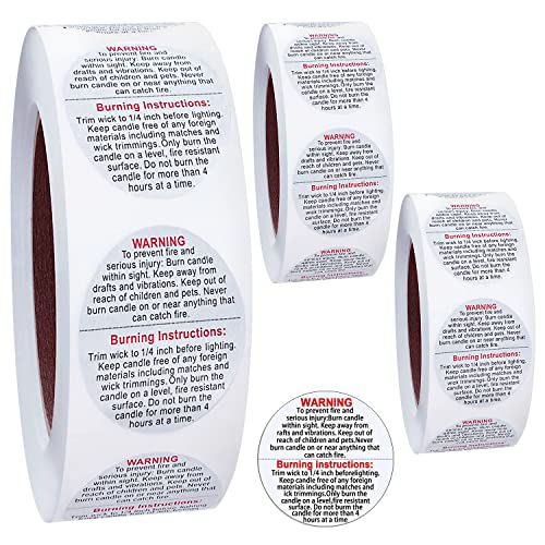 1500 pcs Candle Warning Labels,1.5inch Candle Jar Container Stickers - color: White