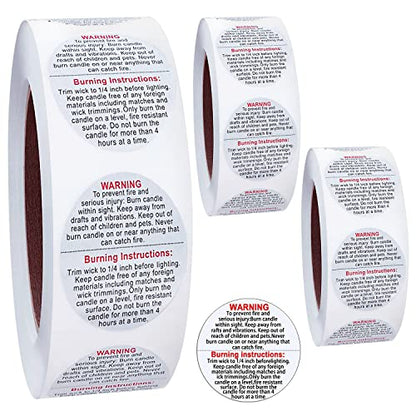 1500 pcs Candle Warning Labels,1.5inch Candle Jar Container Stickers - color: White