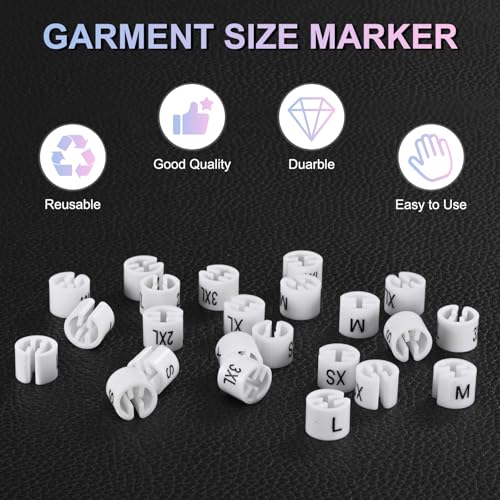 M METERXITY 100-Pack Clothes Hanger Markers, Plastic l Size Tag Garment Color Coded Size Clips Fit 3mm-5mm Rod for Clothing/Wire Hangers, Colored Coding Marker [White] - color: White, size: Large