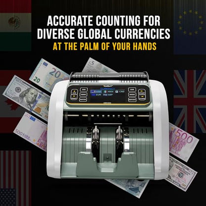 KOLIBRI Money Counter Machine I LCD Display I Business Grade I Advanced IR/UV/MG/MT/DD/HLF Detection I Mixed Denomination I Multi-Currency I Back Loading I 3-Years Warranty I KBR-500 - color: White/Gray (Kbr-500)