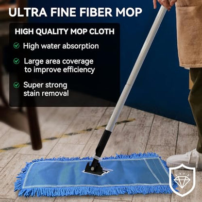 36 Inch Dust Mop Head: Replacement Medium Washable Commercial Mop Head Sweeper and Janitorial Replacement Blue (Blue - 36 Inch, 3 Pack) - color: Blue - 36 Inch - 3pack - Scrubby