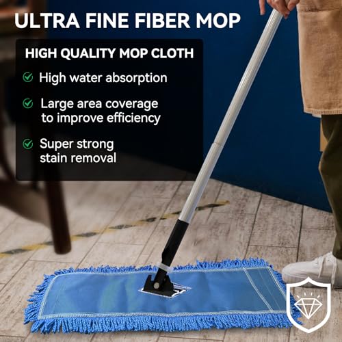 Commercial 24 Inch Dust Mop Head: Replacement Sweeper and Janitorial Industrial Dust Mop Head for Floor Cleaning, Office, School, Restaurant, Hospital (Blue - 6 Pack) - color: Blue - 24 Inch - 6pack - Scrubby