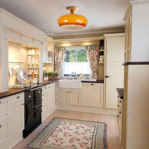 Orange Glass Close to Ceiling Light Fixtures Gold Flush Mount Light - color: Flush-Orange2