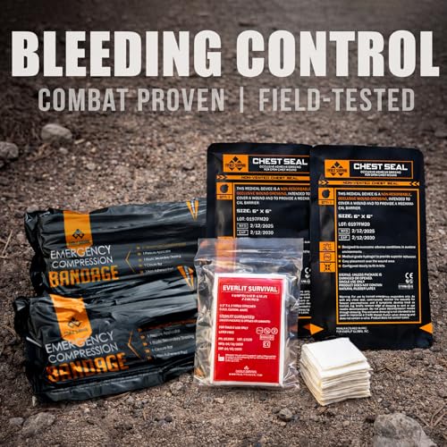 EVERLIT Roll Up Trauma First Aid Kit with CAT Tourniquet-Tactical IFAK Emergency Medical Kit for Outdoor, Vehicle & Home Preparedness-Quick Release Molle Bag for First Responders (Coyote Brown) - color: Coyote Brown