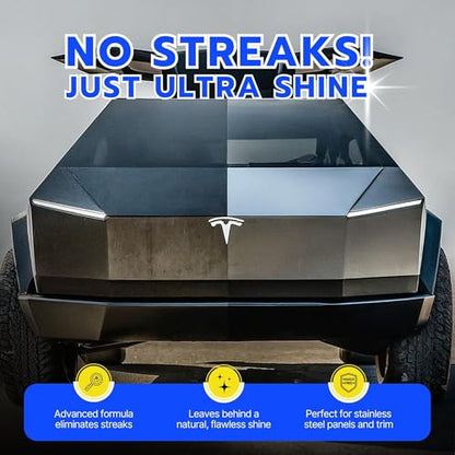 Ultra Shine Waterless Stainless Steel Cleaner & Wash for Tesla Cybertruck – High-Gloss, Removes Grease & Fingerprints, Eco-Friendly (16 Fl. Oz.)