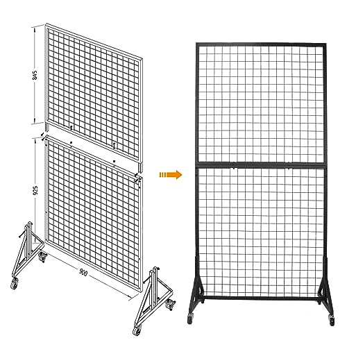 NectaCol 2 Packs 3'x 6' Two-Double Gridwall Panel Display Racks with Sturdy T-Base, Black Grid Wall Panels Display Stand, Display Rack Craft Show, Art Display Stand - size: 2 Packs 3'x 6' with T-Base