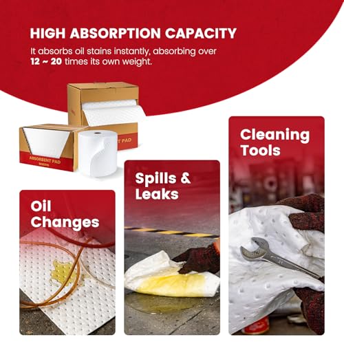 Oil Absorbent Pads, Oil-Only Spill Mat, White, 16"x20", 100 Pcs - color: 100pack 4mm Thickened/ Oil-Only Pads(16"x20")