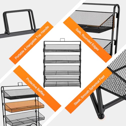 4-Tier Retail Candy Display Rack, Countertop Snack & Chip Shelf for Stores - color: Black