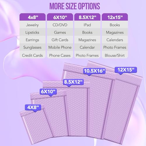 Fuxury Bubble Mailers 12x15 Inch Lavender Purple Padded Envelopes 25 Pack - color: Lavender Purple, size: 12x15" 25PC