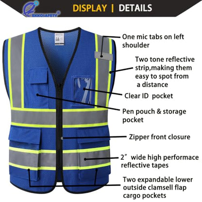 Hi Vis Reflective Safety Vest for Men Women,EK175,Blue,M - color: Blue, size: Medium