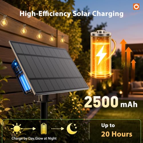 addlon 56FT(50+6) Solar String Lights Outdoor with Remote, 27 LED G40 Bulbs - size: 50FT