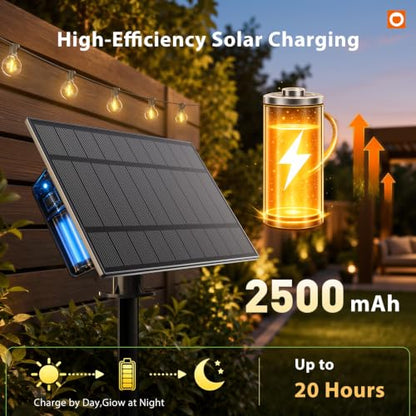 addlon 56FT(50+6) Solar String Lights Outdoor with Remote, 27 LED G40 Bulbs - size: 50FT