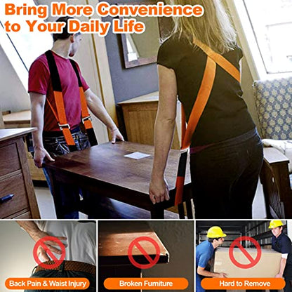 Moving Straps Adjustable, Furniture Moving Lifting Straps for 2 Movers，Shoulder Lifting System for Move Furniture, Appliances, Mattresses, Heavy Objects up to 800 lbs - color: Orange New