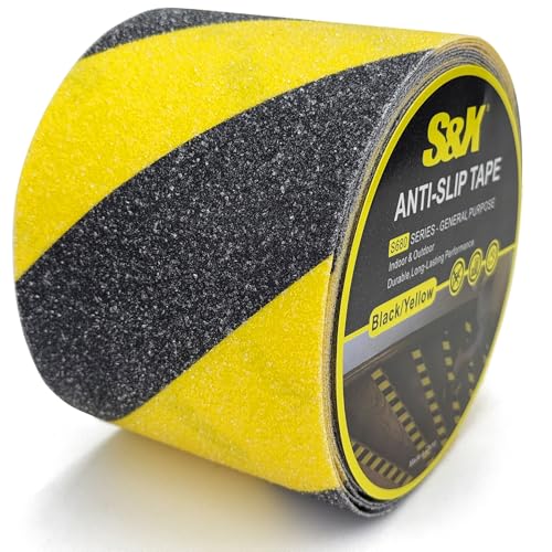 S&X Anti Slip Tape 4in x 33ft Grip Tape for Stairs & Ramps, Black/Yellow - color: Black/Yellow, size: 4" X 33'