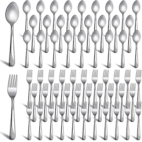 200 Pcs Dinner Forks and Spoons Silverware Set,Stainless Steel