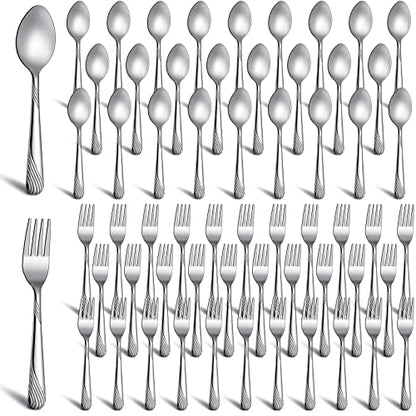 200 Pcs Dinner Forks and Spoons Silverware Set,Stainless Steel