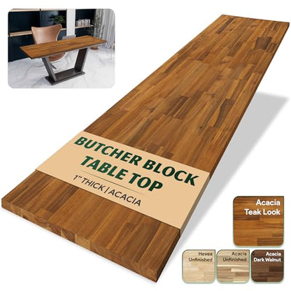 Howizz 60 x 30 in. Solid Wood Table Top, Teak Stained Acacia Desktop for Standing Desk/Office Tabletop/Countertop, 1in. Thick - color: 1 - Teak Look, size: 60"L x 30"W x 1"Th
