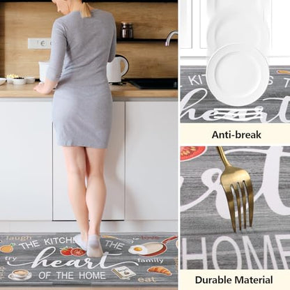 Yamaziot Anti Fatigue Kitchen Rug Set of 3, Non-Slip Cushioned Floor Mats - color: Grey, size: 17.3"x27"+17.3"x35"+17.3"x 47"