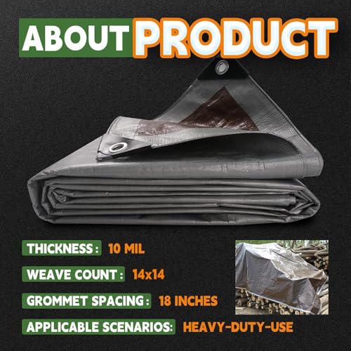 RAINDEWAY 6x8 Feet(2 Pack) Tarps Heavy Duty Waterproof,10Mil Tarp Cover - color: Silver/Brown, size: 6x8 Feet (2 Pack)-Finished size
