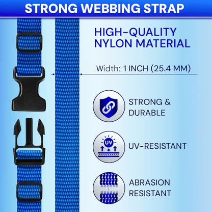 TECEUM 1" Nylon Strap Kit with Buckles, Simple Blue 6 yards Repair Set - color: Simple Blue, size: 1" - 6 yards, style: 6 Buckle - 12 Slides - 6 D-rind