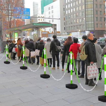 Amylove 9 Packs Traffic Delineator Post Cone with Base, Traffic Cones Safety Cones Caution Cones Plastic Stanchion Chain Safety Barriers with 6.6 Feet Link Chain and S Hooks for Parking Lot (Green) - size: Green