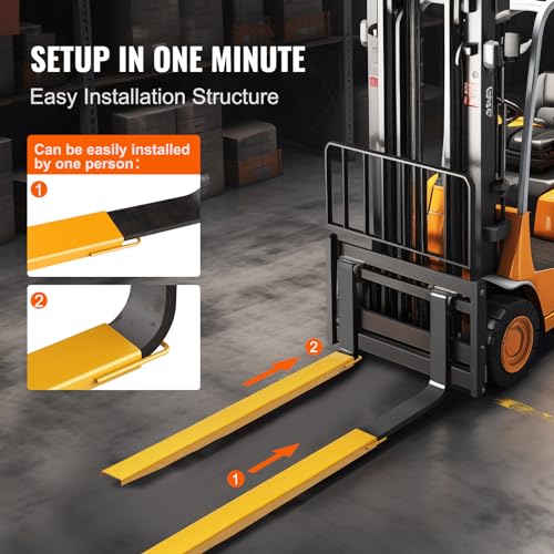 VEVOR Pallet Fork Extensions 84" Length 5.5" Width Heavy Duty Carbon Steel - size: ‎84 x 5.5 Inch
