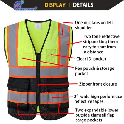 Hi Vis Reflective Safety Vest for Men Women,EK175,Yellowblack,M - color: Yellowblack, size: Medium