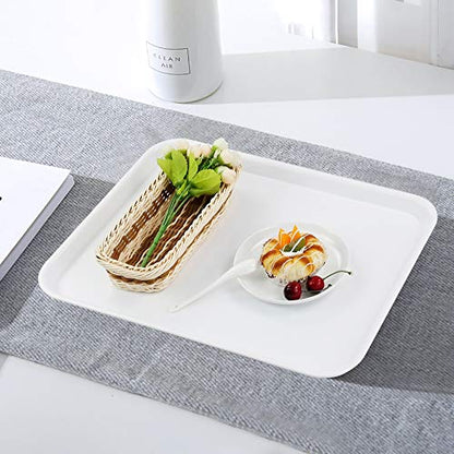 Plastic Fast Food Trays, Cafeteria Trays, 4 Pack Serving Trays (White) - color: White