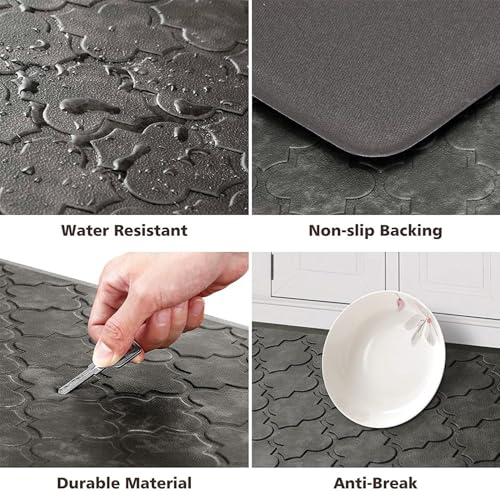 WISELIFE Kitchen Mat Cushioned Anti Fatigue Runner Rug, 17.3"x60", Grey - color: Grey, size: 1'5" x 5' (Rectangular)