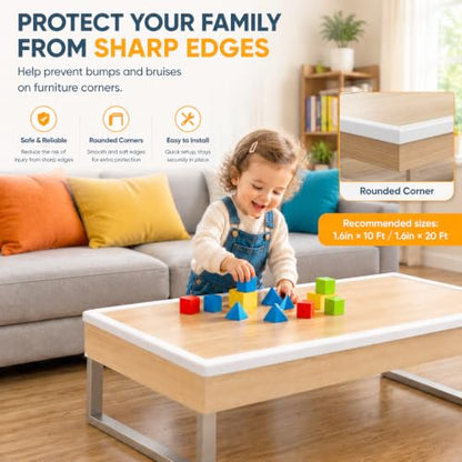 Wall Corner Protector Self-Adhesive Flexible – Durable Rubber, Furniture Edge Guard, Easy to Install, White, Prevents Wall Damage, Ideal for Home or Office Use - size: 0.8in×20ft