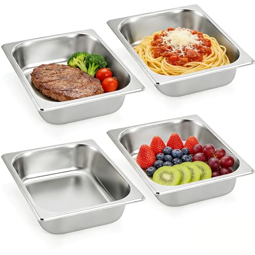 Dyna-Living Hotel Pans 1/2 Half Size Pans 4 Pack Steam Table Pans - color: Without Lids, size: 2.5 Inch Deep