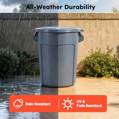 20 Gallon Commercial Round Trash Can with Lid - size: 20 Gallons