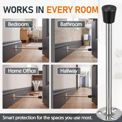 Hicarer 4 Pack 7.9" Extra Long Door Stopper Wall Mounted with Rubber Tip