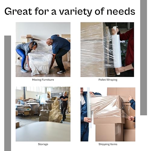 PSBM Dark Green Stretch Wrap with Handles, 8 Rolls 20 Inch x 1000 Feet 80 Gauge, Heavy Duty Plastic Wrap Industrial Strength Shrink Film for Moving, Packing & Shipping - size: 8 Rolls, style: Green