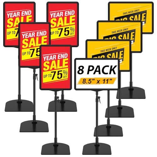 Table Top Sign Holder 8.5 x 11, Adjustable Floor Sign Holder Stand - size: 8.5"x11" 8 Pack