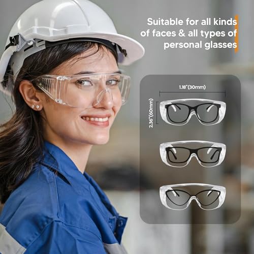 Clear Safety Glasses Over Eyeglasses 12 PACK ANSI Z87.1 Impact Resistant Wide Vision Fits Over Most Prescription Glasses Dust/Chemical Splash Proof Lightweight Protective Eyewear for Men Women - color: 12 Pack/ Clear Glasses