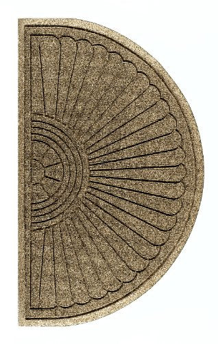 M+A Matting 2246 Waterhog Eco Grand Premier PET Polyester Fiber Half Oval Entrance Indoor/Outdoor Floor Mat, SBR Rubber Backing, 3.3' Length x 6' Width, 3/8" Thick, Khaki - color: Khaki, size: 3.3' Length x 6' Width