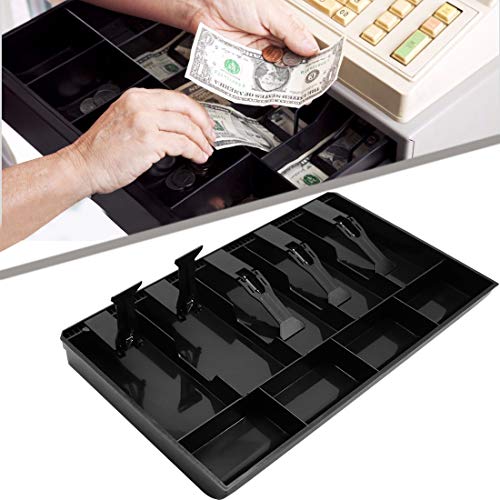 Cash Register Drawer Insert Tray with 5 Bill/4 Coin Compartments for Money Storage, Black - size: 5 Bill/4 Coin