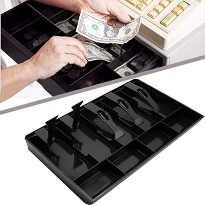 Cash Register Drawer Insert Tray with 5 Bill/4 Coin Compartments for Money Storage, Black - size: 5 Bill/4 Coin