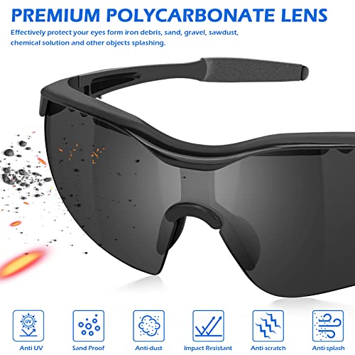 OXG 6 Pack Tinted Safety Glasses for Men Women, ANSI Z87.1 Eye Protection - color: Grey