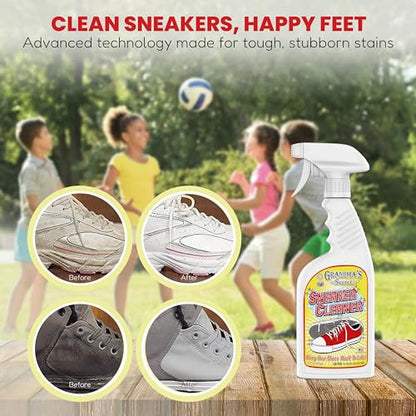 Grandma's Secret Shoe Cleaner - Stain Remover Spray for Rubber, Canvas and Leather - Removes Dirt, Grime and Grass - Sneakers Cleaner for Outdoor Shoes, Slippers and Moccasins 16 oz - size: 16.00 Fl Oz (Pack of 1), style: Sneaker Cleaner