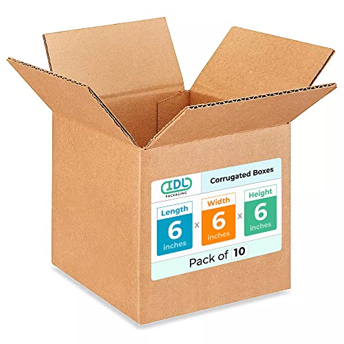 Small Cube Moving & Shipping Boxes 6x6x6 inches (10-Pack) - Extra Strength 200 lb vs Regular - Corrugated Moving Boxes - Box for Packaging Moving Supplies - Packaging Box by IDL Packaging - size: 6 * 6 * 6" (Small Boxes)