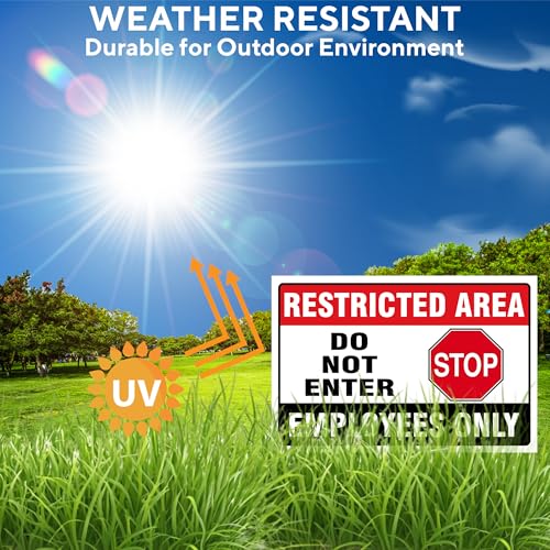 Do Not Enter Restricted Area Employees Only Signs Outdoor - 8x12 Rust Free Aluminium Metal No Entry Sign, UV Protected, Waterproof, Weather Resistant, Durable Ink and Easy to Install & Read - 2 Pre-drilled Holes (Pack of 3, 18"x24") - color: Pack of 3, si