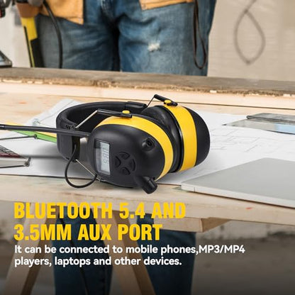 AM/FM Radio Headphones for Mowing, NRR 30dB Hearing Protection - color: A-yb