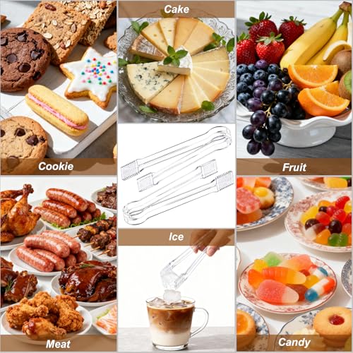 10Pcs Clear Plastic Serving Tongs, 6.3 Inches Small Disposable