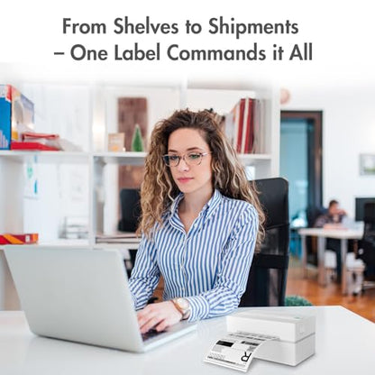 Thermal Shipping Label Printer 4x6 Bluetooth Label Maker for Small Business - color: White