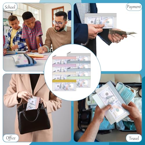 8 Pack Clear Money Envelopes for Cash Money Bag Pouch 7.6x3.7 inch - color: 8 colours-b