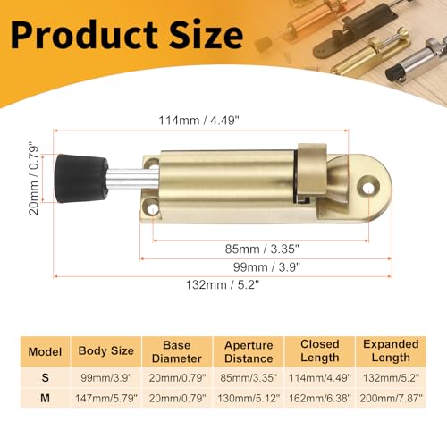 M METERXITY Kickdown Door Stop w/Rubber Tip and Screws 1" Gold - color: Gold, size: 1 Inch